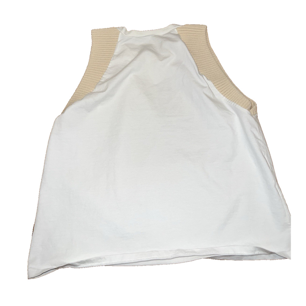 ZARA White cotton knit sleeveless blouse tank top Size M A003115 - Picture 5 of 5